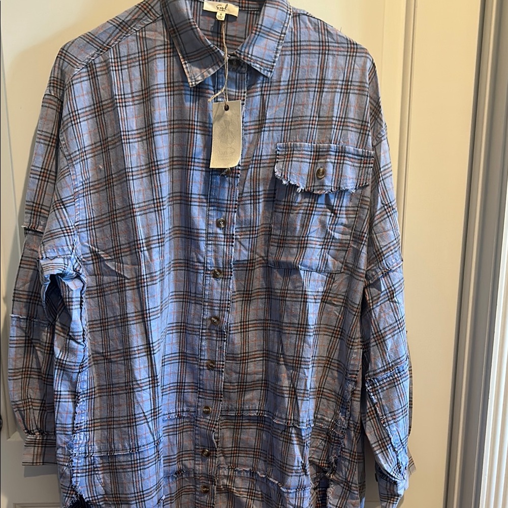 Easel Oversized Plaid  Shirt